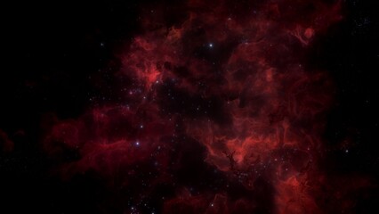 Red dark galaxy nebulae and stars in space. Alien mystical shining nebula in shiny starry night. artistic concept 3D illustration backdrop for space exploration and science fiction.