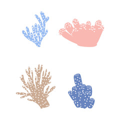 Coral. Underwater element. Vector illustration in scandinavian style. Sea ocean.