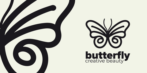 Symbolic Lepidoptera: Graceful Butterfly Logo Vector in Elegant Lineart © Giu Studios