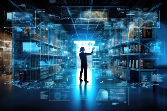 Person doing online shopping on the internet. Generative AI