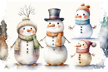 Watercolor snowman created with AI