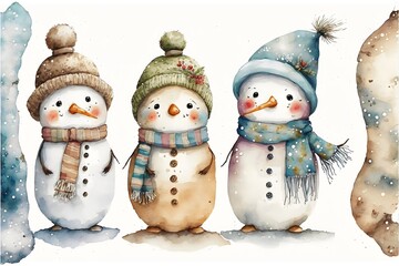 Watercolor snowman created with AI