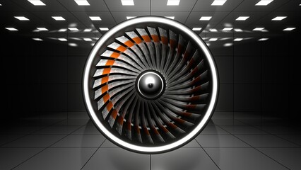 Aircraft turbine. Jet engine. Aviation.	
