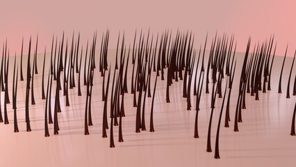 Hair care. Hair strengthening cosmetic. Hair growth care strengthening shampoo or serum. Repair damaged hair. Recovery cycle. Treatment. Microscopic close-up view.	
