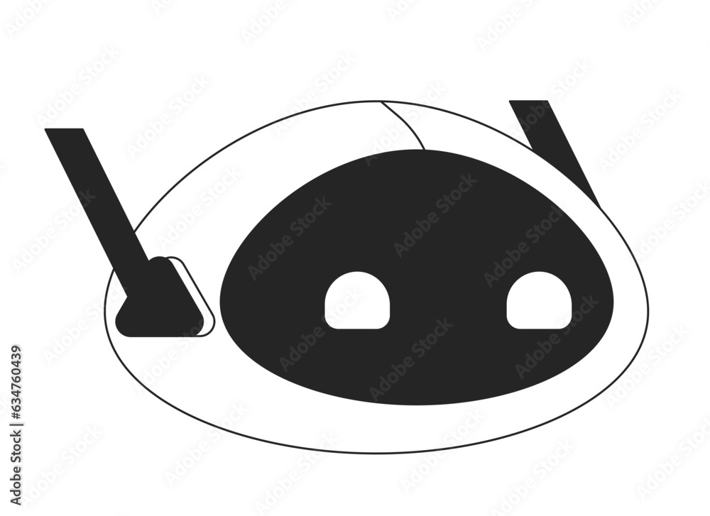Poster android robot head flat monochrome isolated vector object. artificial intelligence chatbot. editable