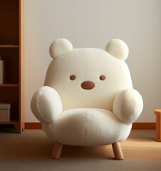 Fototapeta premium A white teddy bear chair