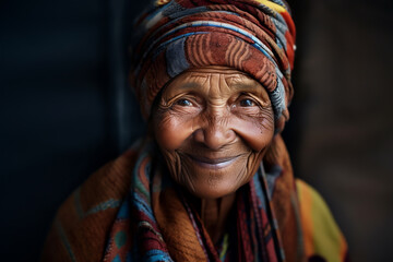 Obraz premium Generative AI, close-up of elderly smiling woman, happiness look