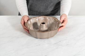 Lemon blueberry bundt cake with powdered sugar dusting