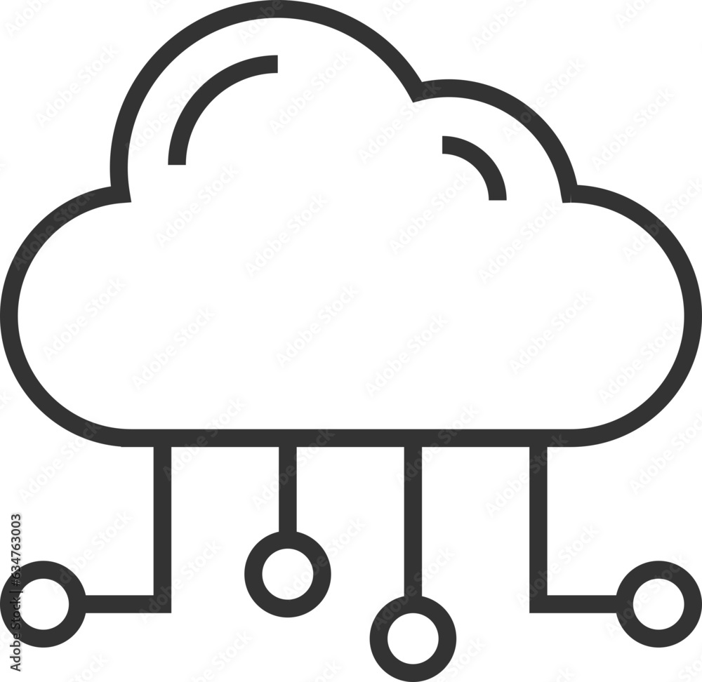 Poster technology icon vector cloud computing connection. big data global server. line design symbol.