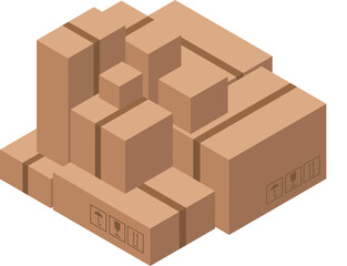 Warehouse cardboard boxes. Delivery of goods vector illustration.
