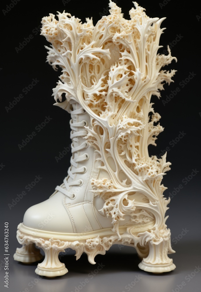 Aufkleber a white boot with flowers on it. generative ai image.
