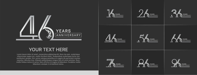 set of anniversary logotype silver color with ornament for special celebration event