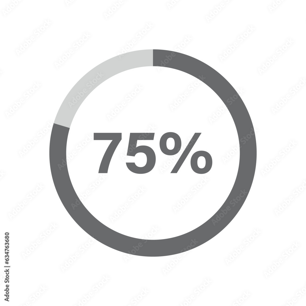 Poster 75 percent filled round loading bar charging progress downloading icon vector illustration.