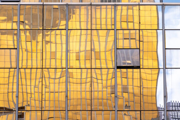 Golden Glass Windows Insulation Modern Building Facade