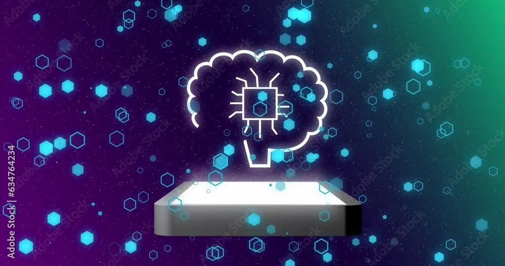 Aufkleber animation of ai data processing over computer screen