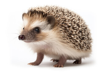 Illustration of common European hedgehog a small spiny mammal cut out and isolated on a white background