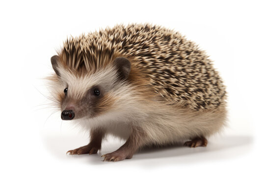 Illustration of common European hedgehog a small spiny mammal cut out and isolated on a white background