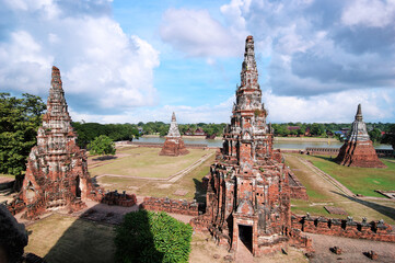 Wat chaiwattanaram in Ayuthaya, old temple and heritage pagoda in Thailand