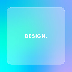 Colorful square gradient background. Social media glassmorphism frame vector illustration.