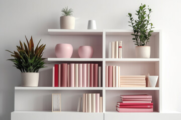 Modern interior Bookshelf in cozy and warm style