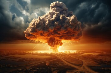 nuclear explosion with clouded clouds