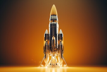 rocket with flames escaping from it