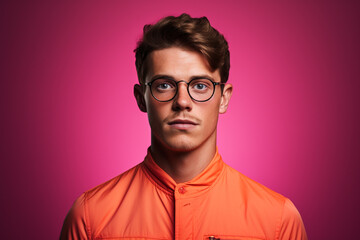Obraz premium man wearing glasses with happiness on a bright background