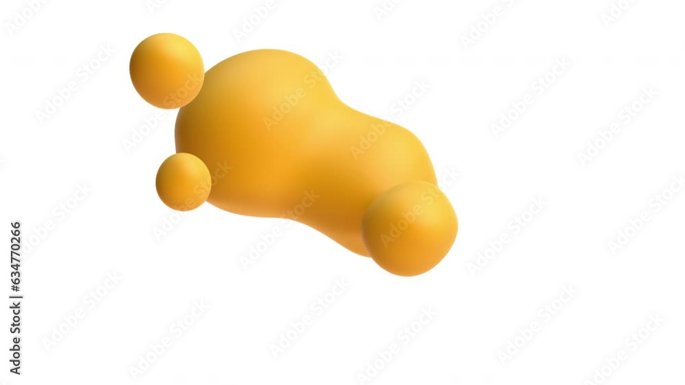 Poster abstract 3d animation of yellow flying blobs, 4k seamless looped video
