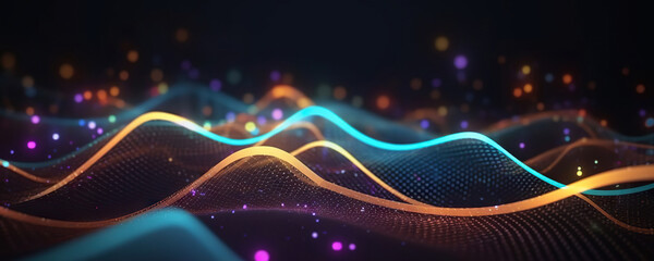Abstract digital background. Can be used for technological processes, neural networks and AI, digital storages, sound and graphic forms, science, education, etc.