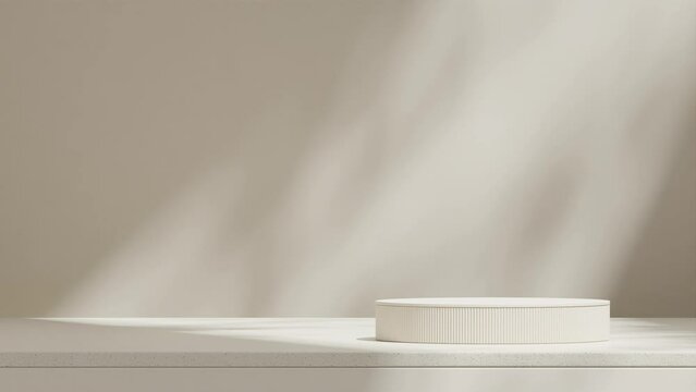 seamless loop shadow animation with terrazzo texture table and gobo light, 3d render footage empty space of Minimal gray podium