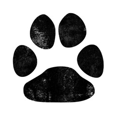 Animal paw print in grunge stamp style isolated on transparent background © HTGanzo