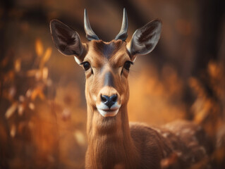 Antelope portrait created with Generative AI technology