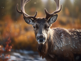 Caribou portrait created with Generative AI technology