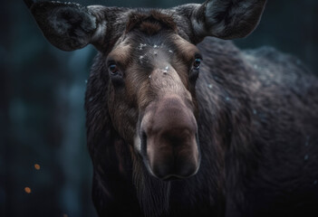 Moose portrait created with Generative AI technology