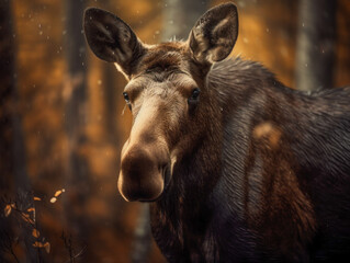 Moose portrait created with Generative AI technology