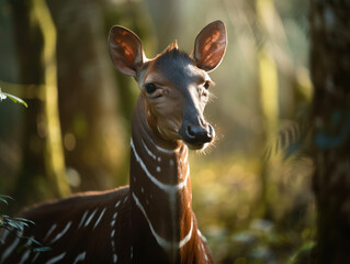 Okapi portrait created with Generative AI technology