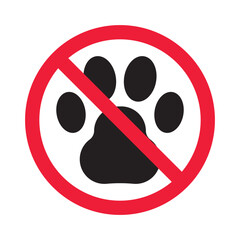 Forbidden pet vector icon. Warning, caution, attention, restriction, label, ban, danger. No pet paw flat sign design pictogram symbol. No animal icon © Elchin