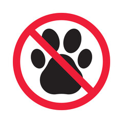 Forbidden pet vector icon. Warning, caution, attention, restriction, label, ban, danger. No pet paw flat sign design pictogram symbol. No animal icon © Elchin