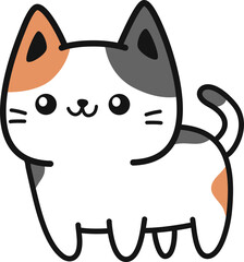 Cute smiling cat flat style doodle cartoon