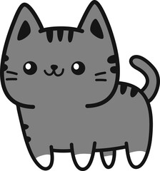 Cute smiling tabby cat flat style doodle cartoon