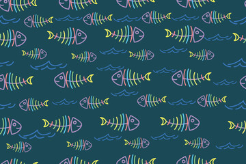 Fototapeta na wymiar vector illustration ,This background design features images of fish bones forming an elegant geometric pattern. Every fishbone element is positioned with precision, creating a structured and artistic 