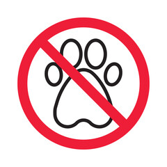 Forbidden pet vector icon. Warning, caution, attention, restriction, label, ban, danger. No pet paw flat sign design pictogram symbol. No animal icon © Elchin