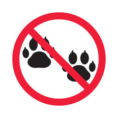 Forbidden pet vector icon. Warning, caution, attention, restriction, label, ban, danger. No pet paw flat sign design pictogram symbol. No animal icon © Elchin