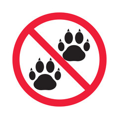 Forbidden pet vector icon. Warning, caution, attention, restriction, label, ban, danger. No pet paw flat sign design pictogram symbol. No animal icon © Elchin
