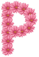 Alphabet Floral Font P, Alphabet vector