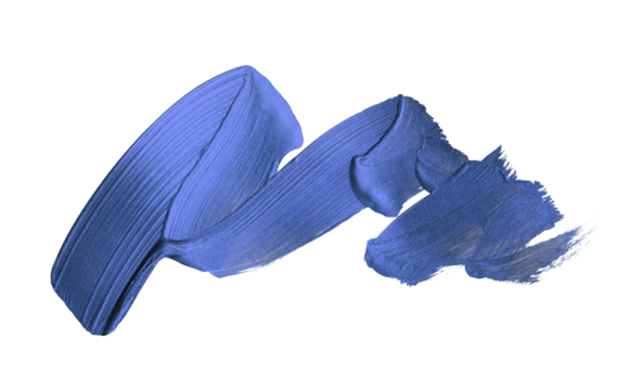 Art hand drawn Blue Glitter brushstroke painting blot line smear on transparent background.