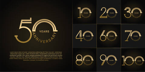 set of anniversary logotype golden color for special celebration event