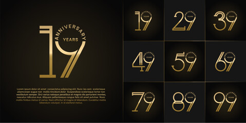 set of anniversary logotype golden color for special celebration event