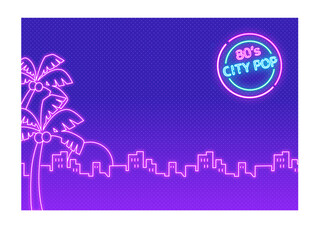 80年代シティポップネオンサイン背景横長アイコン入り2