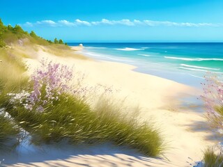 Most Beautiful Beach Image, Tourist Spot, Nature Background, Abstract Background, Ai Generate